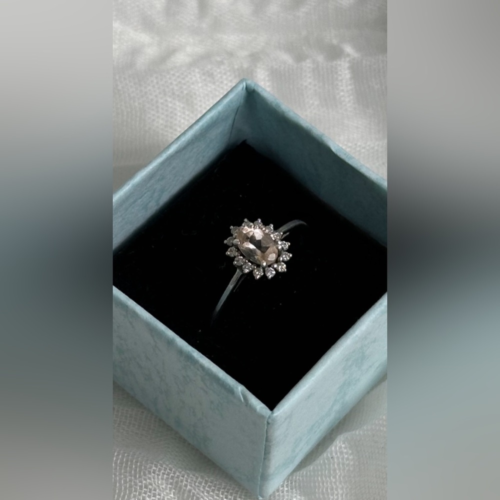 Natural Morganite Sterling Silver size 6 3/4 Ring